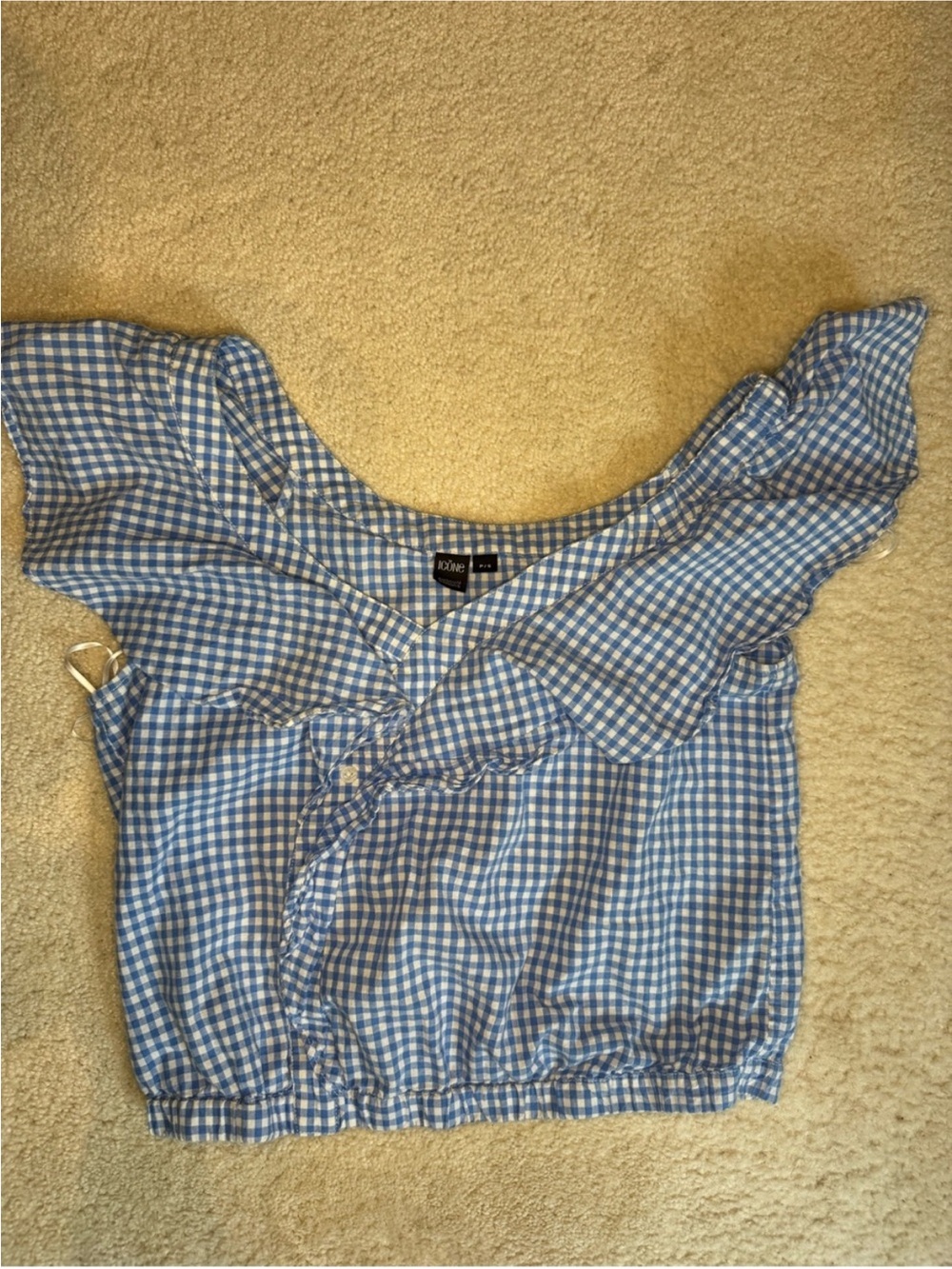 Icone Light Blue Gingham
Ruffle Crop Top S